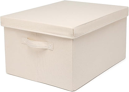 Foldable Storage Bins with Lids Cotton Canvas Rectangular Storage Box Ideal by YONBEN