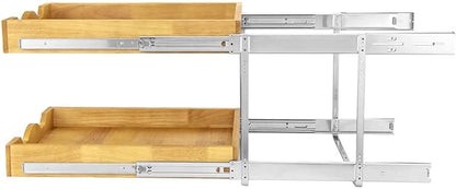 DINDON 2 Tier Wood Pull Out Cabinet Organizer Slide Out Wood Drawer, Two Tier - Image 6