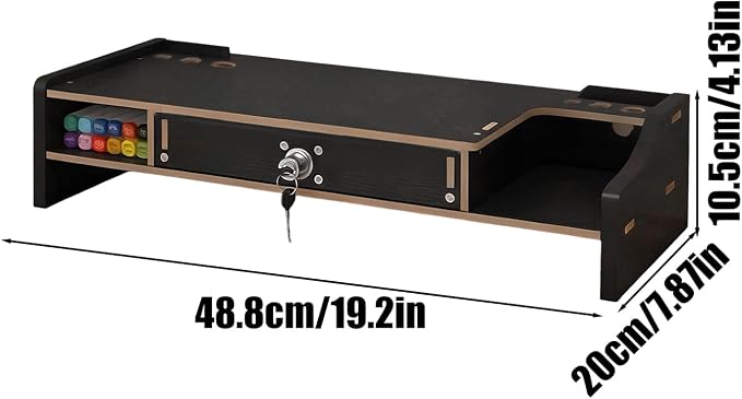 Desktop Computer Elevated Stand 48.8x20x10.5cm, Wooden Monitor Riser - Image 2