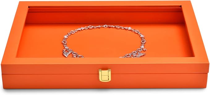 Oirlv Clear Lid Flat Jewelry Tray Stackable Display Storage Box Premium Leather - Image 4
