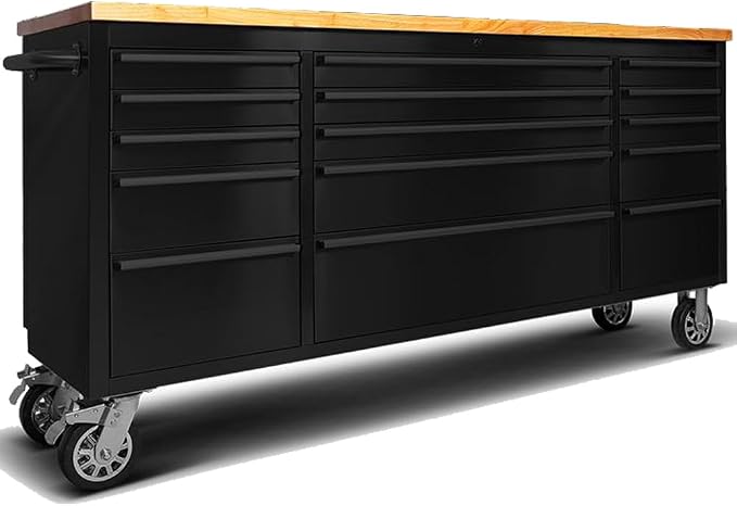 72" Rolling Tool Chest with 15 Drawers, Lockable Storage Cabinet, Assembled by UYRIE