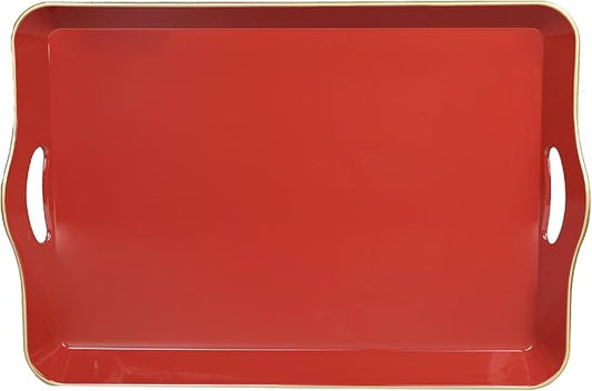 Spsyrine Large Red Decorative Tray, Elegant Plastic Serving Tray by Spsyrine