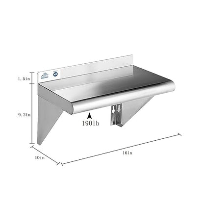 ROCKPOINT Stainless Steel Shelf 10 x 16 Inches 190lb, 2 Pack NSF Metal - Image 2