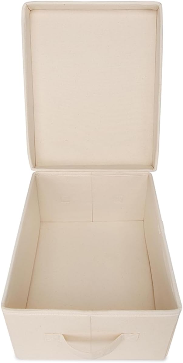 Foldable Storage Bins with Lids Cotton Canvas Rectangular Storage Box Ideal - Image 7
