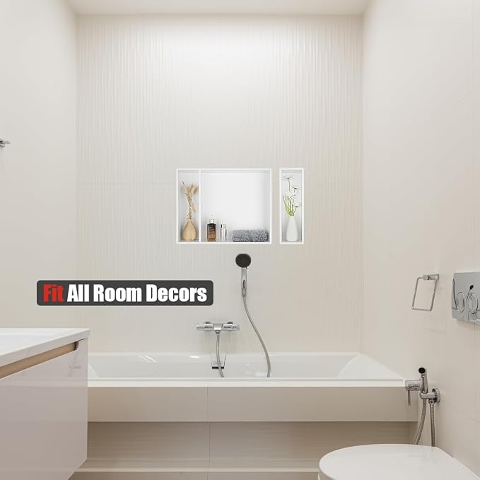 JQK Shower Niche No Tile Need, 304 Stainless Steel Recessed Shower Caddy - Image 7