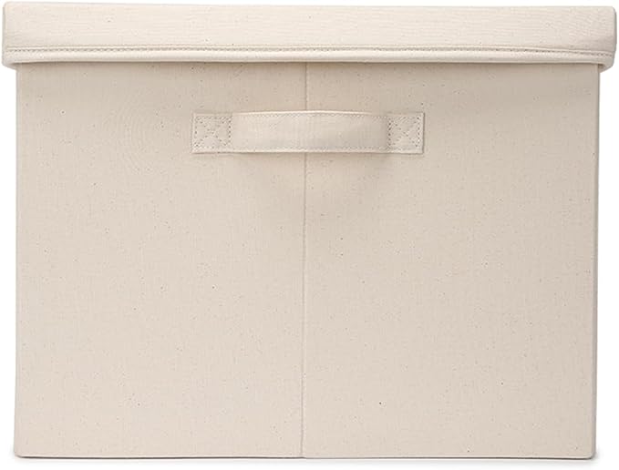 Foldable Storage Bins with Lids Cotton Canvas Rectangular Storage Box Ideal - Image 4