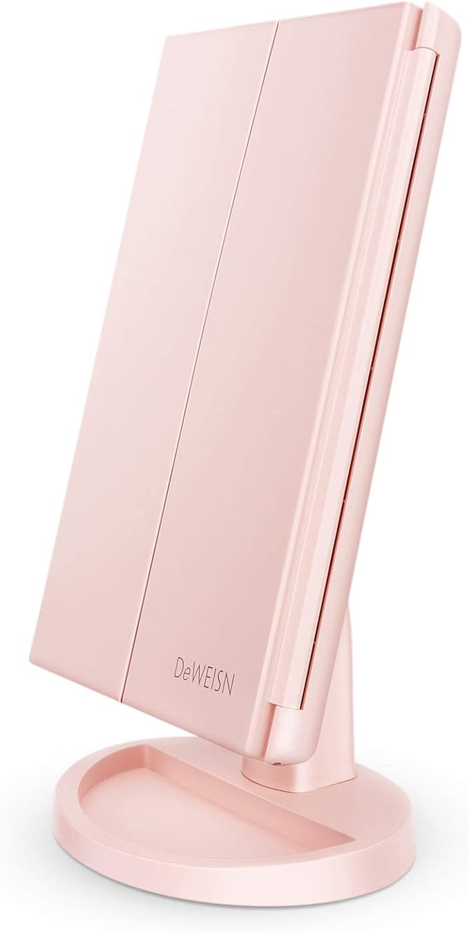 deweisn Tabletop Mount Tri-Fold Lighted Vanity Mirror by deweisn