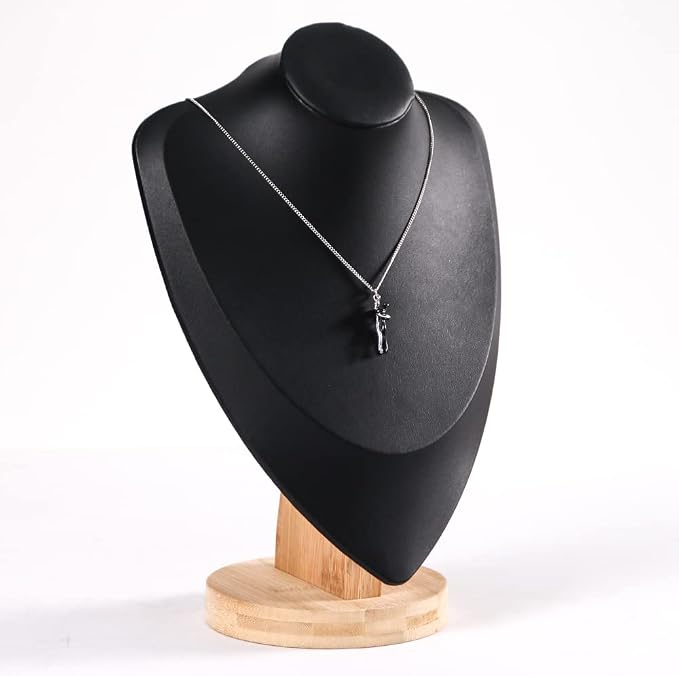 Coward 3D PU Leather Necklace Display Bamboo Chain Jewelry Model Bust Stand by FocusOnJewelryDisplay15yrs