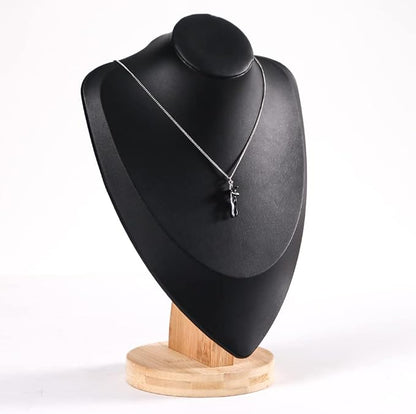 Coward 3D PU Leather Necklace Display Bamboo Chain Jewelry Model Bust Stand by FocusOnJewelryDisplay15yrs