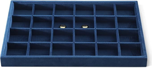 Velvet Stackable Jewelry Display Tray, 24 Grid Earring Ring Storage Tray by Dansmiy