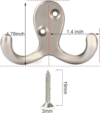 IBosins 10 Pack Heavy Duty Double Prong Coat Hooks Wall Mounted - Image 2