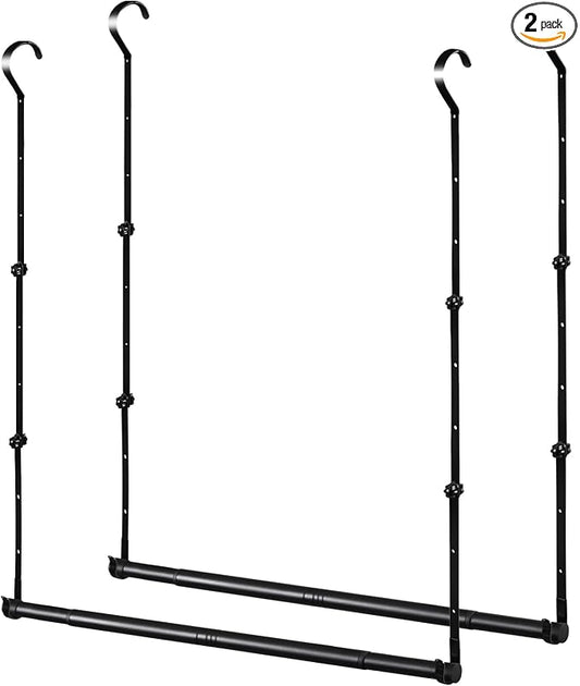 Adjustable Closet Rods for Hanging Clothes 2 Pack Heavy Duty Closet Extender by Idefair
