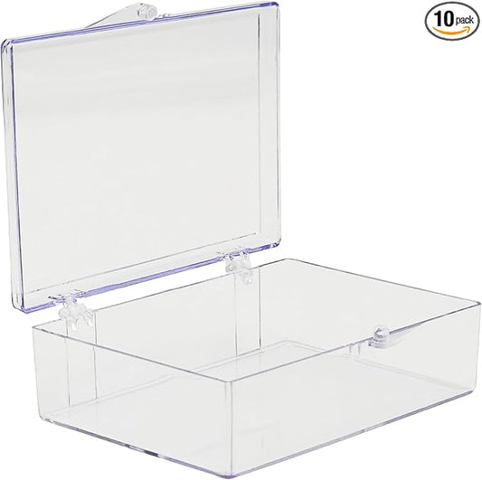 10-Pack Clear Hinged Plastic Containers, Keepsake Storage Boxes, 3 1/2" L x 2 by GaryPlasticPackaging