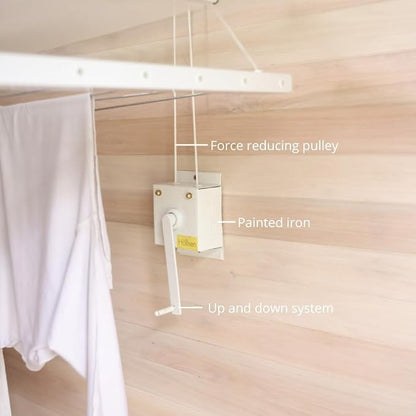 Ceiling Mounted Pulley Drying Rack – Medium Aluminum Clothesline - Image 8