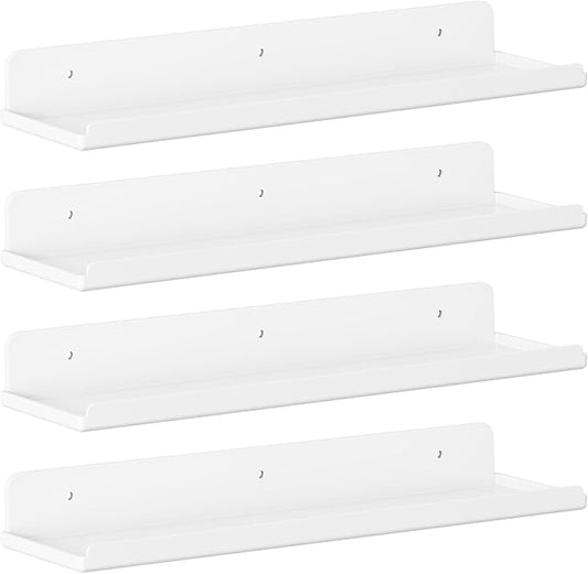 Lifewit Floating Shelves for Wall, 4 Pack White Acrylic Shelf 15" Room Decor by Lifewit