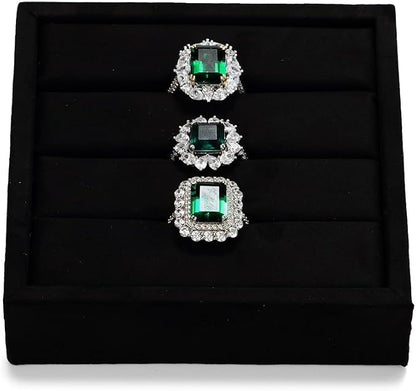 Oirlv 3 Slots Velvet Small Ring Organizer Earrings Trays Showcase Display - Image 5