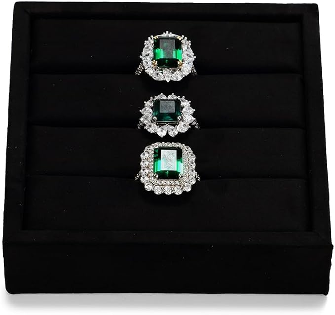 Black Velvet 3-Slots Jewelry Ring Display Tray Showcase Small Jewelry Display by Woodten