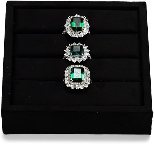 Black Velvet 3-Slots Jewelry Ring Display Tray Showcase Small Jewelry Display by Woodten