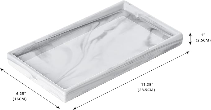 Vanity Bathroom Tray, Perfume Organizer Jewelry Plate Holder White Marble Tray - Image 6