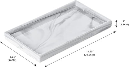 Vanity Bathroom Tray, Perfume Organizer Jewelry Plate Holder White Marble Tray - Image 6