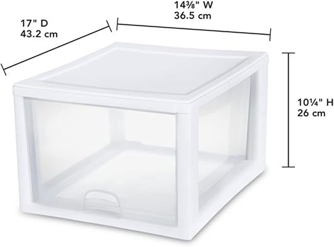 Sterilite 27 Qt and 16 Qt Clear Plastic Stackable Organizer Drawers - Image 3