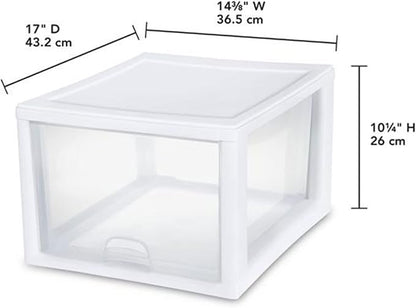 Sterilite 27 Qt and 16 Qt Clear Plastic Stackable Organizer Drawers - Image 3