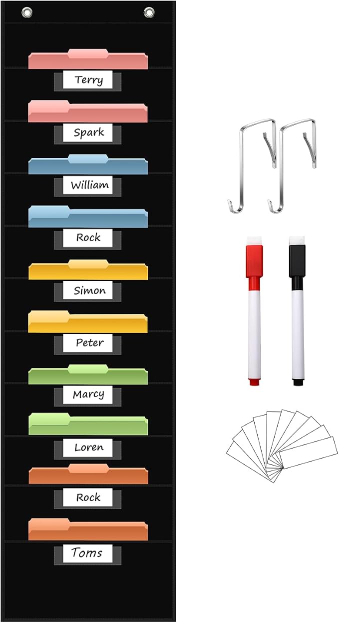 10 Pocket Hanging Wall File Organizer by ANCOMEDO