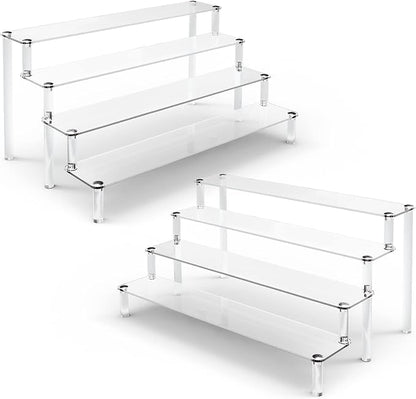 ULENDIS 2 Pack 4 Tier Clear Acrylic Display Risers Stand Shelf, Acrylic Stands by ULENDIS
