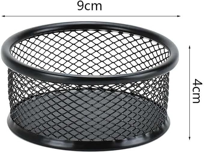 1Pc Black Metal Paper Clip Holder Mesh Paperclip Bowl Binder Clip Dispenser - Image 2