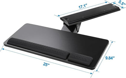 Keyboard Tray Under Desk, 25x9.84'' Large Slide Out Swivel Tilt Computer - Image 6