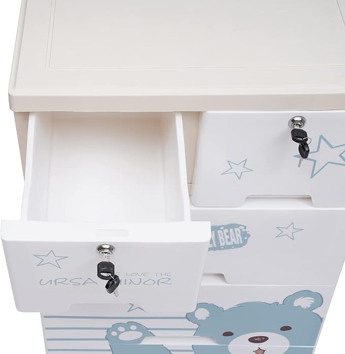 Plastic Drawers Dresser, 6 Drawers Storage Cabinet Polar Bear Tall Standing - Image 4