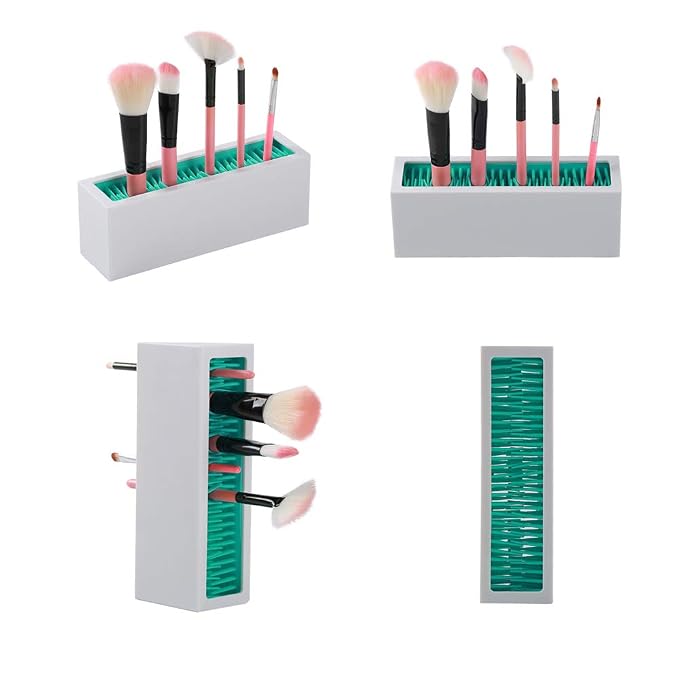 Makeup Brushes Holder Organizer, Silicone Vanity Air Drying Rack Display Storage - Image 2