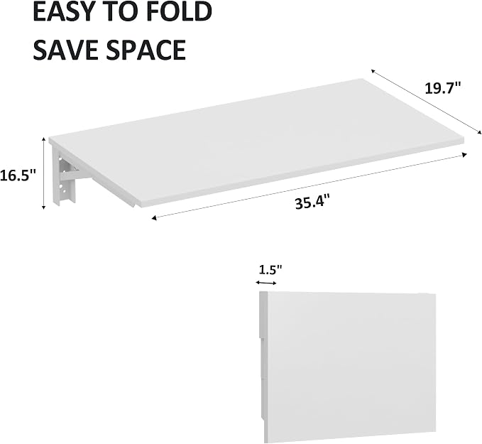 Need Fold Down Wall Mount Desk Heavy Duty Small Folding Wall Table Length 36" - Image 3