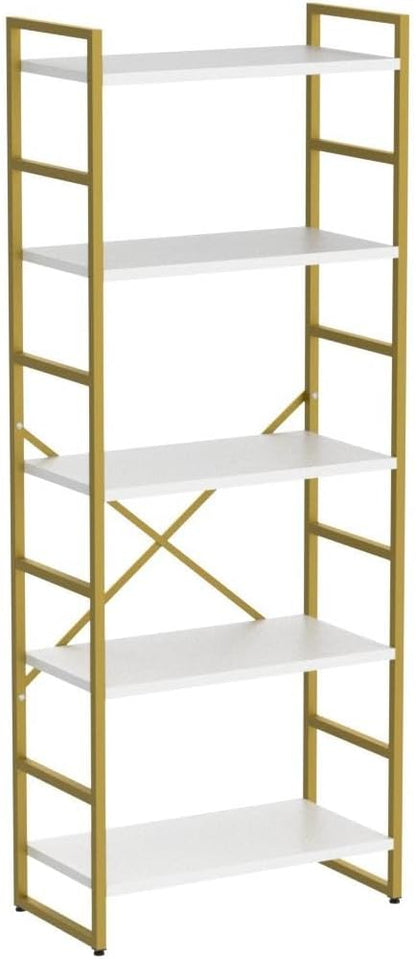 Vongrasig 5 Tier Bookshelf, Modern Tall Bookcase, Industrial Book Shelves - Image 4