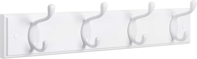 SONGMICS Wall-Mounted Coat Rack, Hook Rack, 4 Dual Metal Hooks, by SONGMICSbySONGMICSHOME