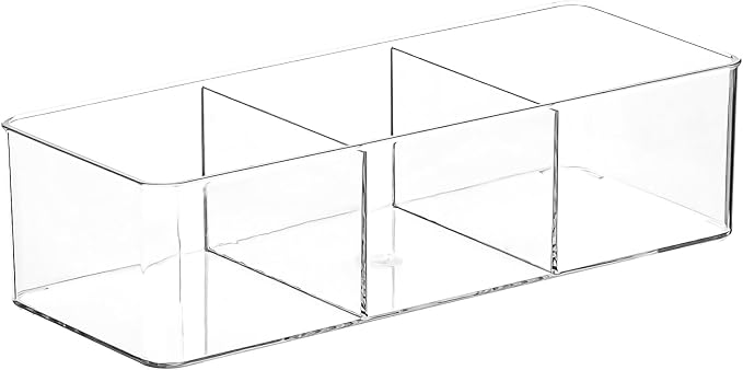Acrylic Makeup Brush Organizers, 1 Pack 3 Section 3 Compartments Transparent by Dayaanee