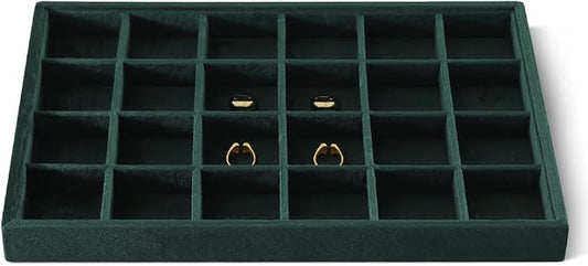 Velvet Stackable Jewelry Display Tray, 24 Grid Earring Ring Storage Tray by Dansmiy