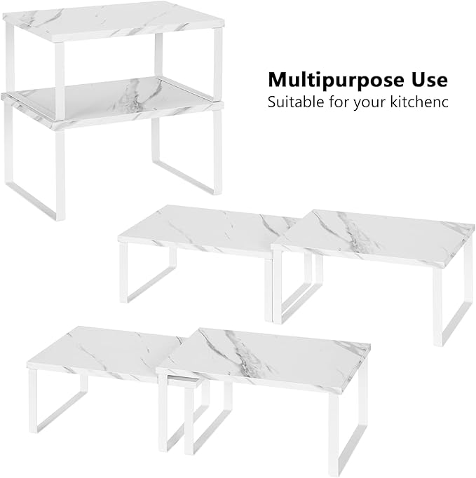 NEX Kitchen Counter Shelf, Stackable Cabinet Shelf Organizers Expandable - Image 4