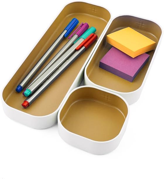 Three by Three Seattle 3 Piece Shallow Metal Organizer Tray Set - Image 3