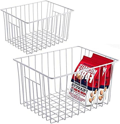 Slideep Freezer Baskets Storage Basket Organizers, Deep Wire Farmhouse Bins - Image 6