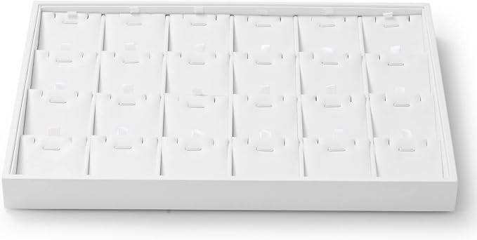 Oirlv Premium White Leather Stackable Jewelry Tray 24 Grid Jewelry Organizer by Oirlv