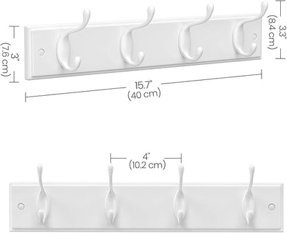SONGMICS Wall-Mounted Coat Rack, Hook Rack, 4 Dual Metal Hooks, - Image 5