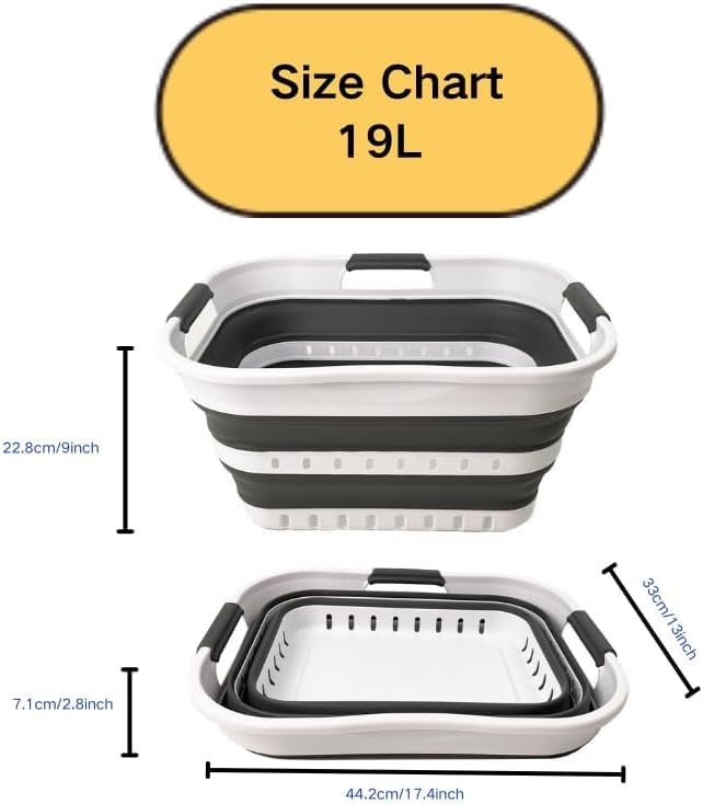 SAMMART Collapsible Plastic Rectangular Laundry Basket - Image 3