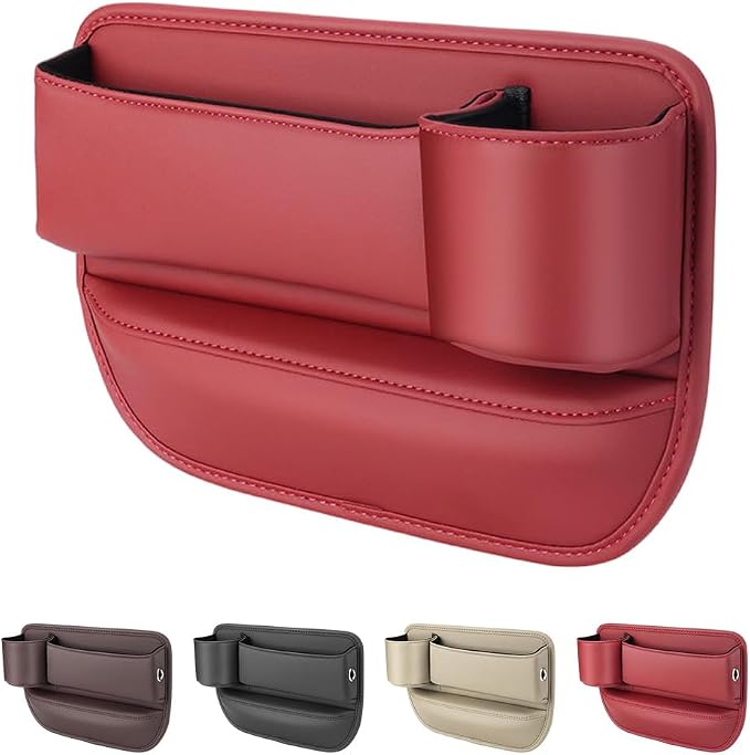 Car Leather Cup Holder Gap Bag, 2025 Upgrade Car Storage Box by ANYSENTHome