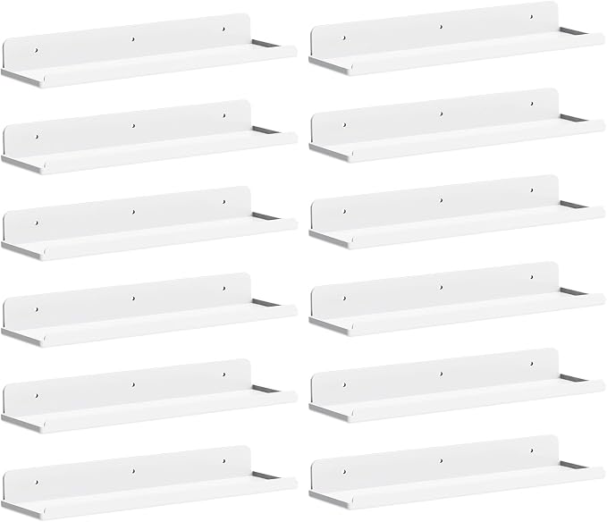Lifewit Floating Shelves for Wall, 12 Pack White Acrylic Shelf 15" Room Decor by Lifewit