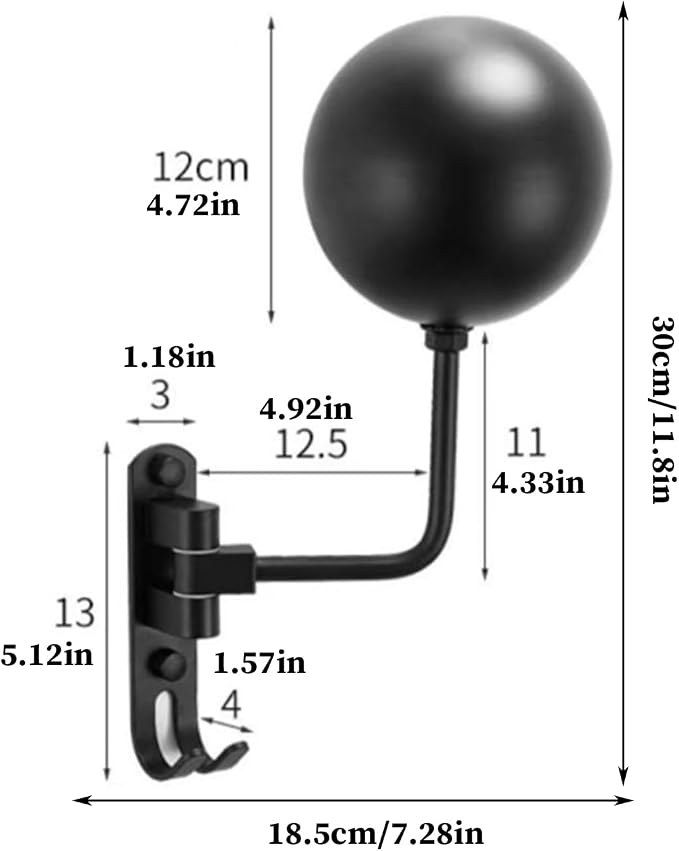 Motorcycle Helmet Holder, Adjustable Wall Mounted Display Hook, Helmet Mount - Image 2