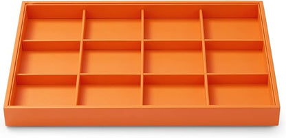 Oirlv Luxury Leather Jewelry Tray Orange Stackable Jewelry Drawer Organizer by Oirlv