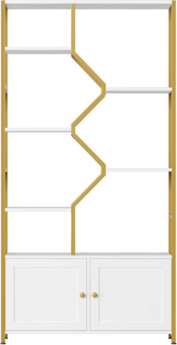 Keyluv 76" Tall Gold Bookshelf - Image 8