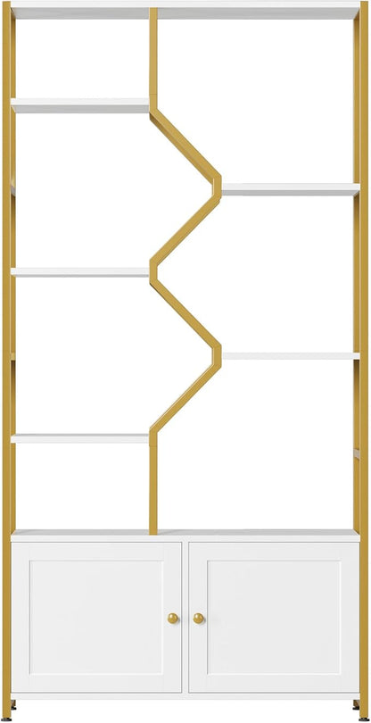 Keyluv 76" Tall Gold Bookshelf - Image 8
