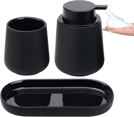 Black Bathroom Accessories Set 3 pcs by BosilunLife